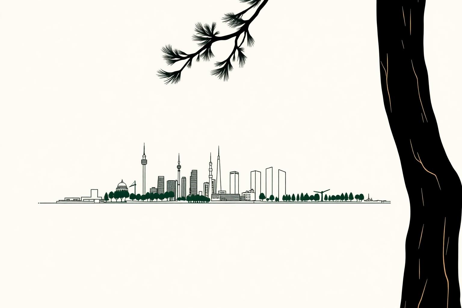 Beirut skyline with cedar tree